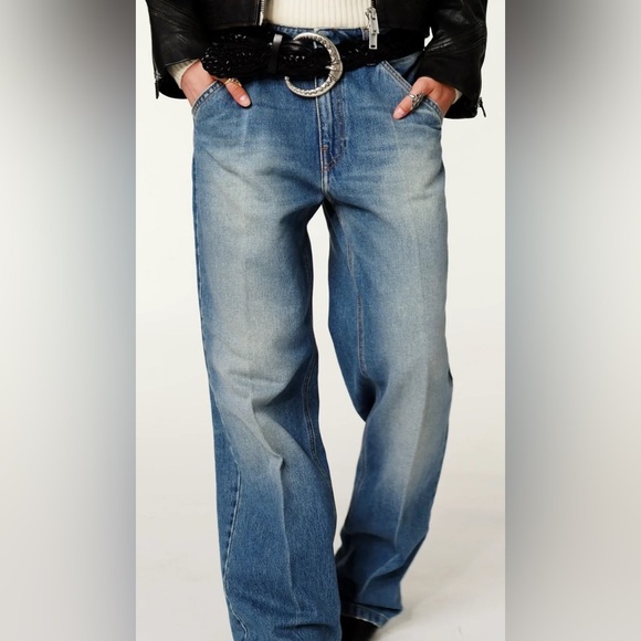 Ba&sh Vecchi Faded Wide Leg Jeans Women’s 8 US Mid Rise Light Wash Boho - Picture 1 of 17